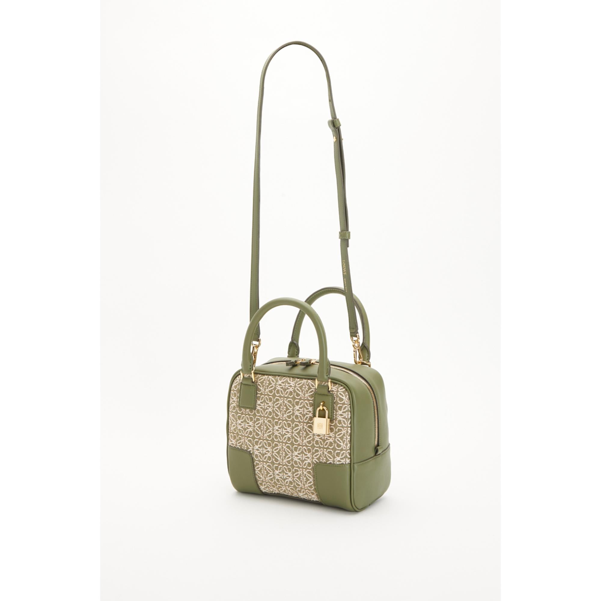 AMAZONA 19 SQUARE ANAGRAM BAG_JACQUARD/CALF_GREEN/AVOCADO GREEN
