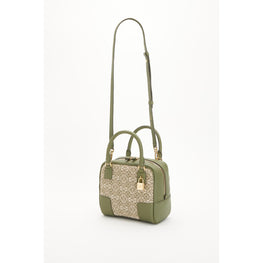 AMAZONA 19 SQUARE ANAGRAM BAG_JACQUARD/CALF_GREEN/AVOCADO GREEN