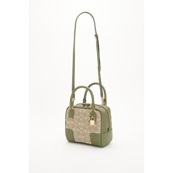 AMAZONA 19 SQUARE ANAGRAM BAG_JACQUARD/CALF_GREEN/AVOCADO GREEN