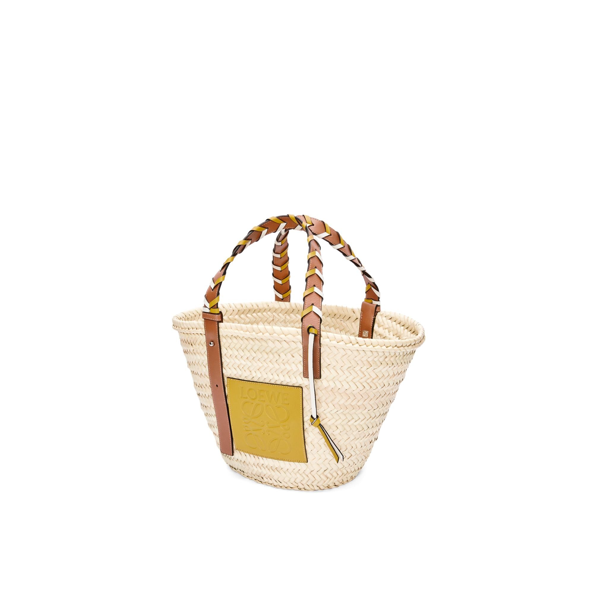 BASKET BRAIDED HANDLE BAG_PALM LEAF/CALF_OCHRE/TAN
