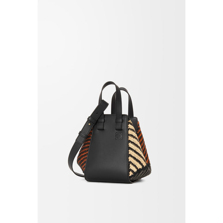 HAMMOCK COMPACT STRIPES_RAFFIA/CALF_BLACK/NATURAL