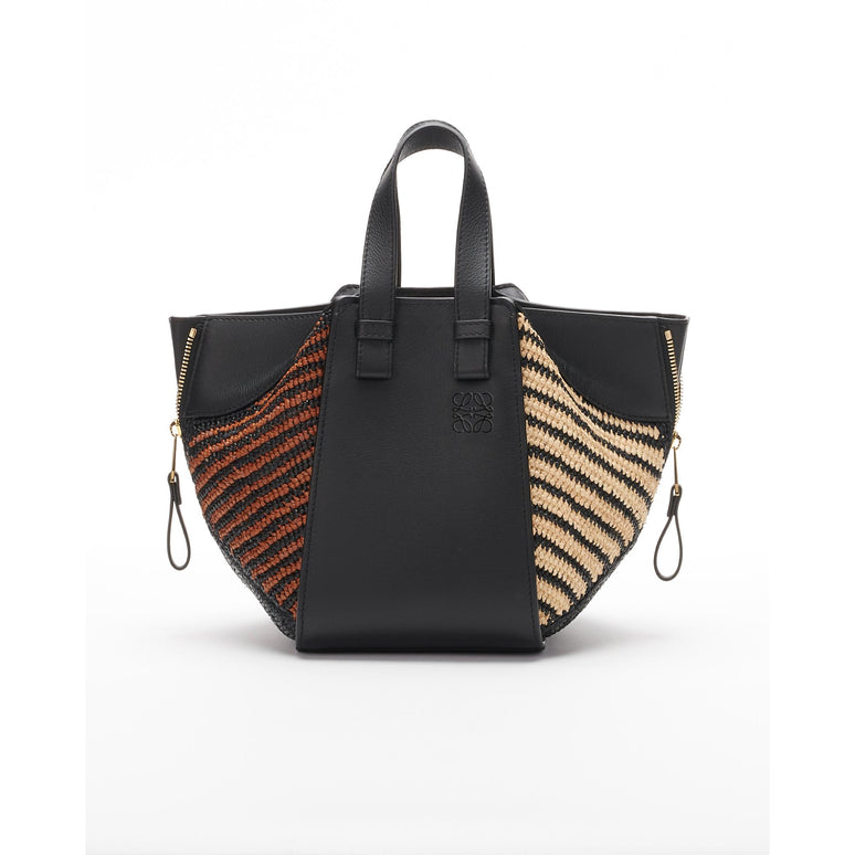 HAMMOCK COMPACT STRIPES_RAFFIA/CALF_BLACK/NATURAL