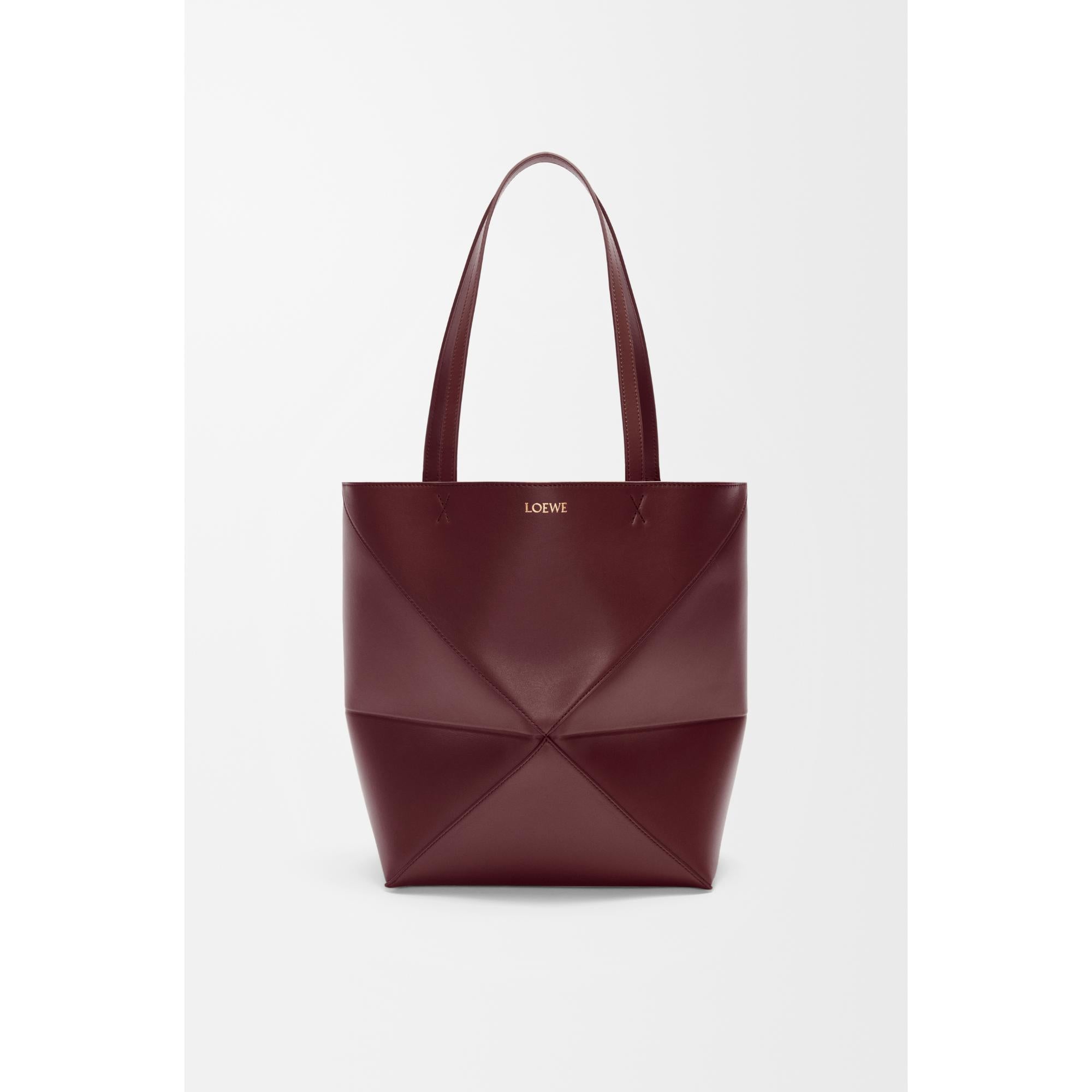 PUZZLE FOLD TOTE MEDIUM_SHINY CALF_DARK BURGUNDY