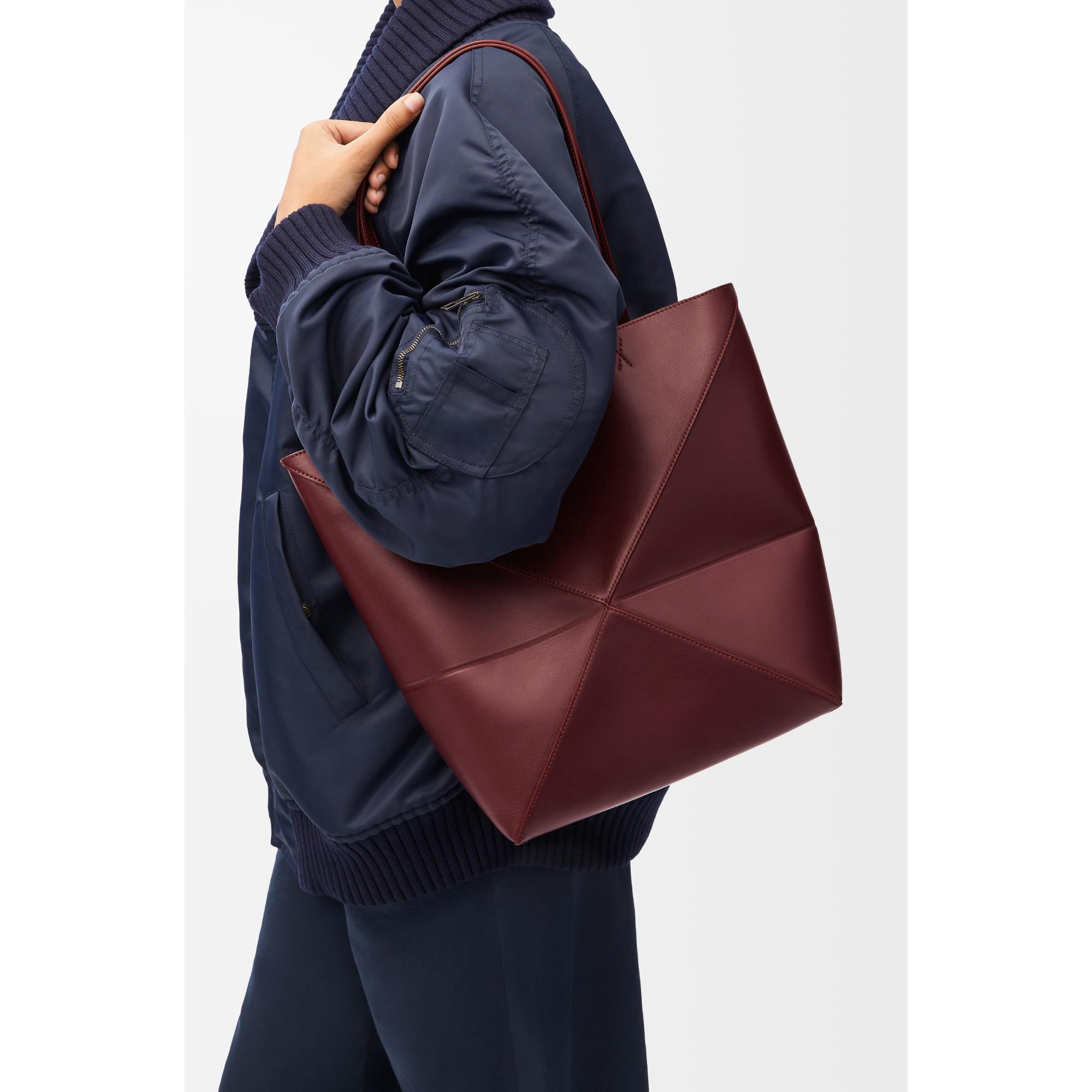 PUZZLE FOLD TOTE MEDIUM_SHINY CALF_DARK BURGUNDY