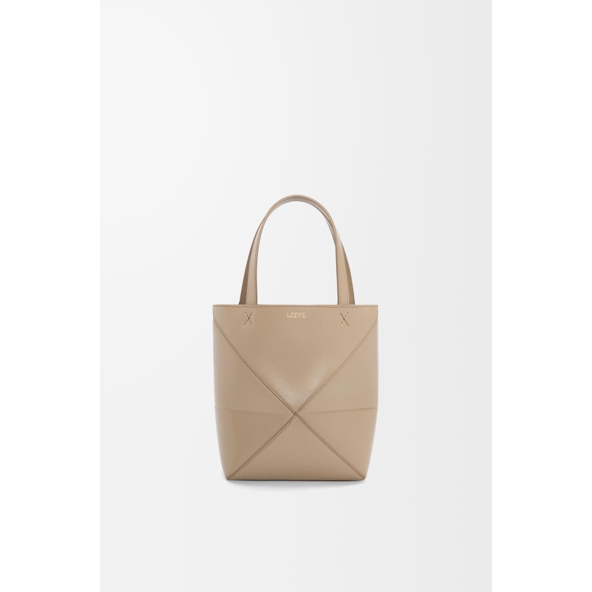 PUZZLE FOLD TOTE MINI_SHINY CALF_SAND