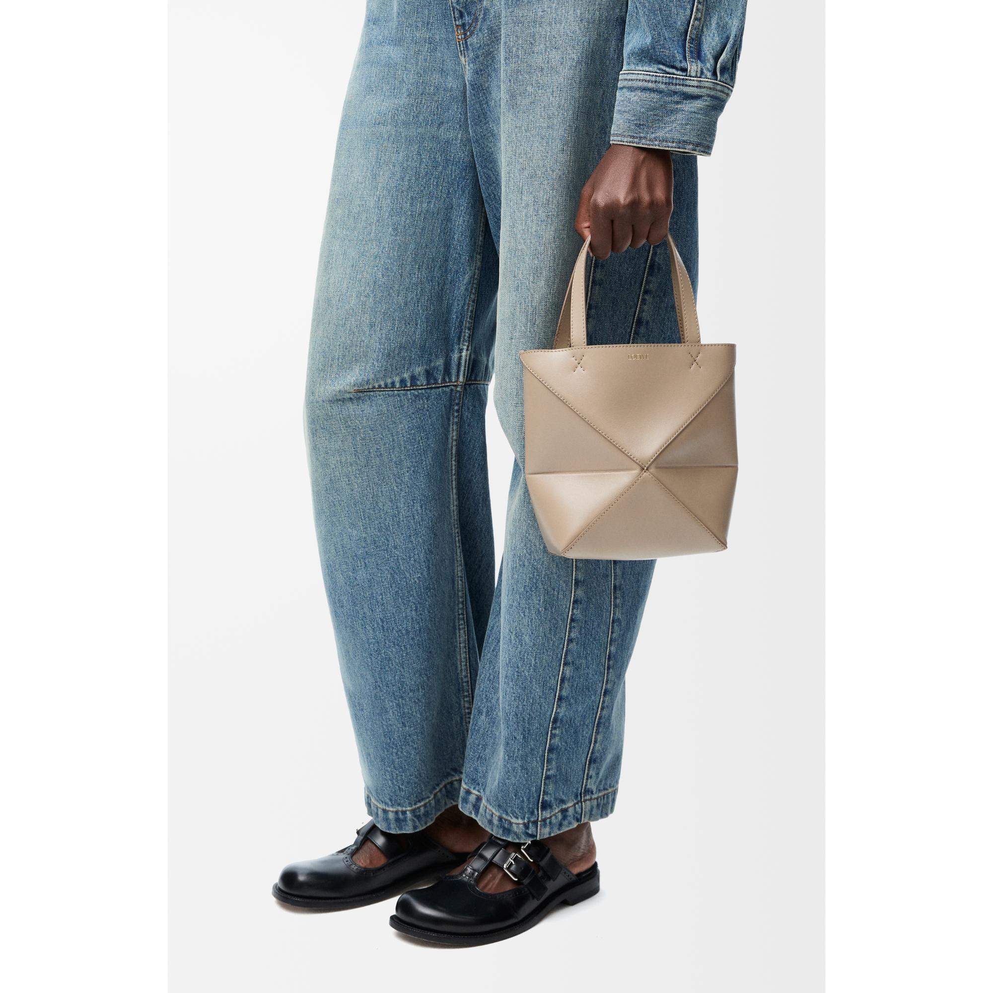 PUZZLE FOLD TOTE MINI_SHINY CALF_SAND