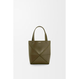 PUZZLE FOLD TOTE MINI_SHINY CALF_DARK KHAKI