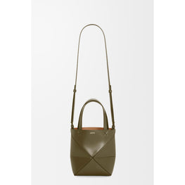 PUZZLE FOLD TOTE MINI_SHINY CALF_DARK KHAKI