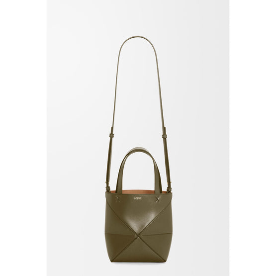 PUZZLE FOLD TOTE MINI_SHINY CALF_DARK KHAKI