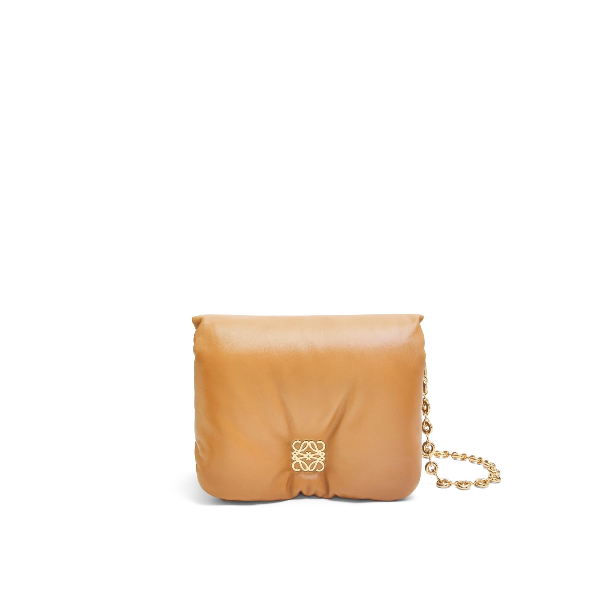 GOYA PUFFER BAG_SHINY NAPPA LAMBSKIN_CAMEL