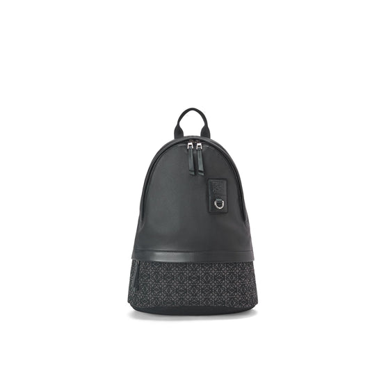 ROUND SLIM ANAGRAM BACKPACK_JACQUARD/CALF_ANTHRACITE/BLACK