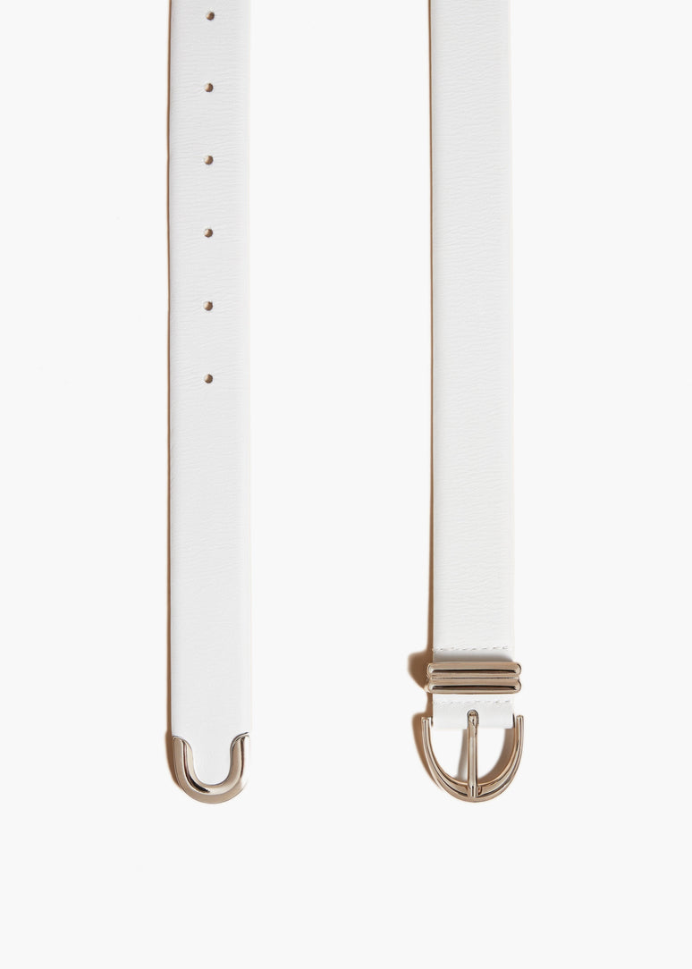 밤비 벨트 옵틱 화이트 가죽 실버 장식