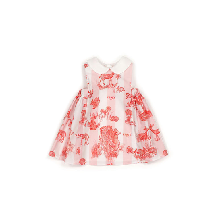 베이비 핑크 프린트 슬리브리스 드레스