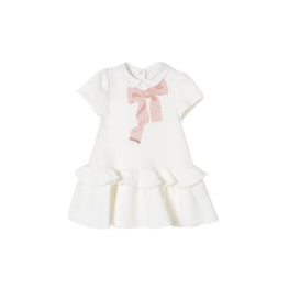 베이비 화이트 리본 프린트 드레스