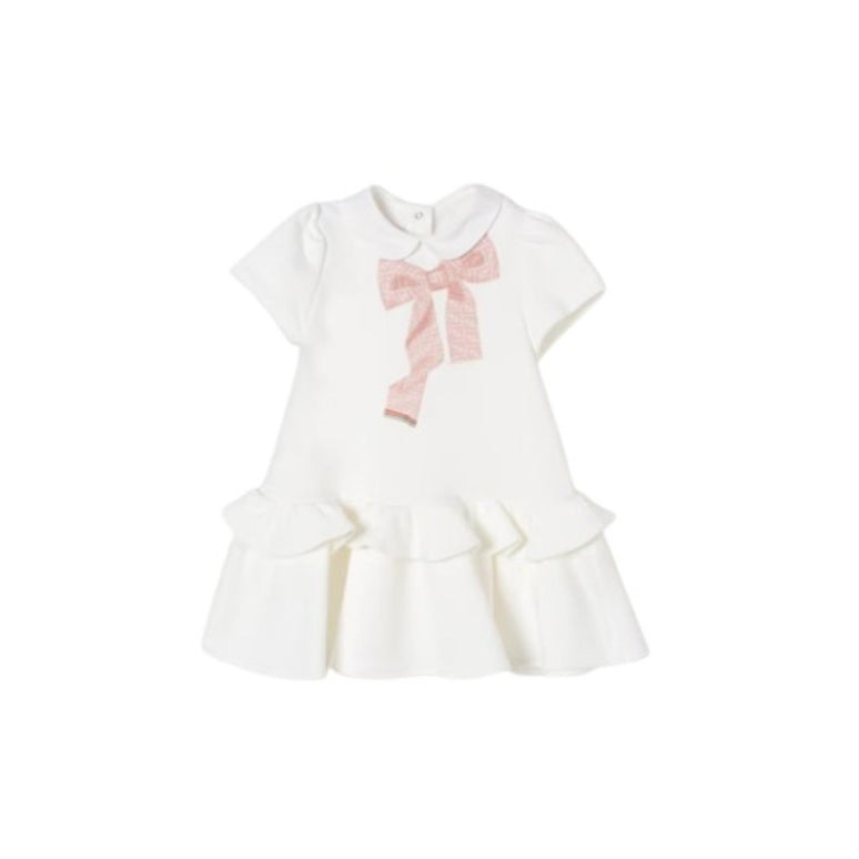 베이비 화이트 리본 프린트 드레스