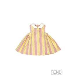 베이비 핑크/옐로우 스트라이프 드레스