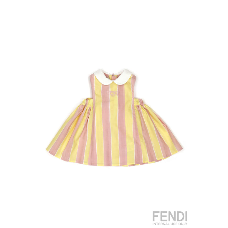 베이비 핑크/옐로우 스트라이프 드레스