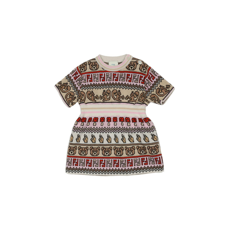 베이비 모티프 인타르시아 니트 드레스