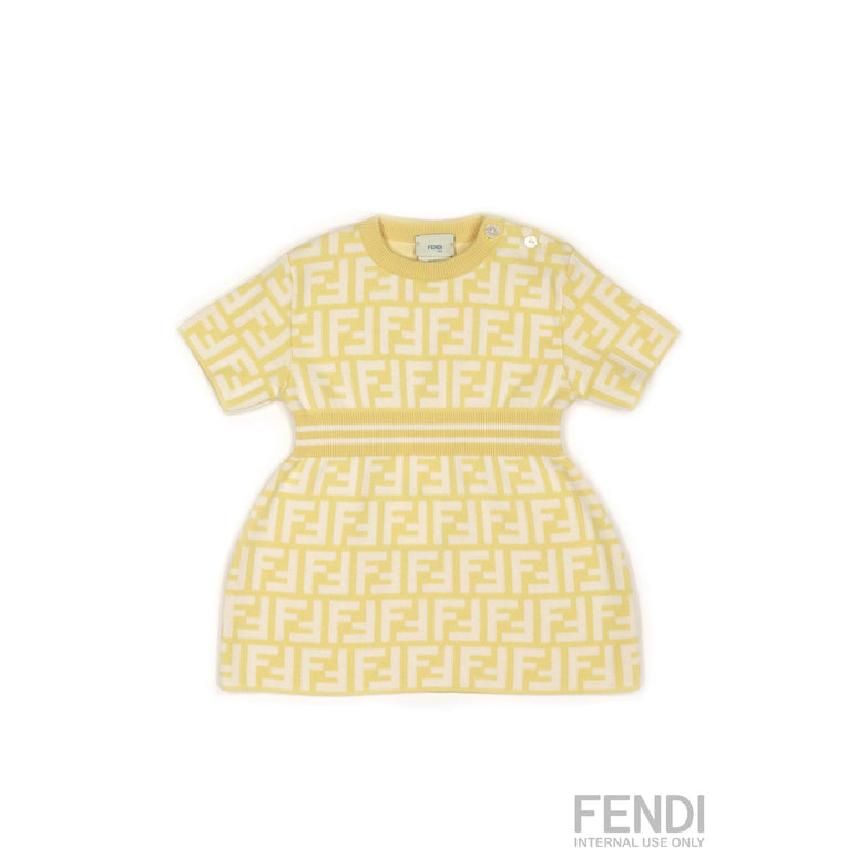 베이비 옐로우 FF 로고 드레스