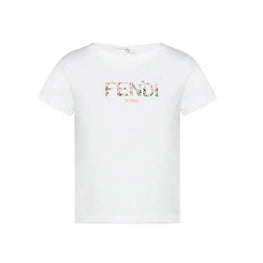 베이비 화이트 로고 프린트 티셔츠