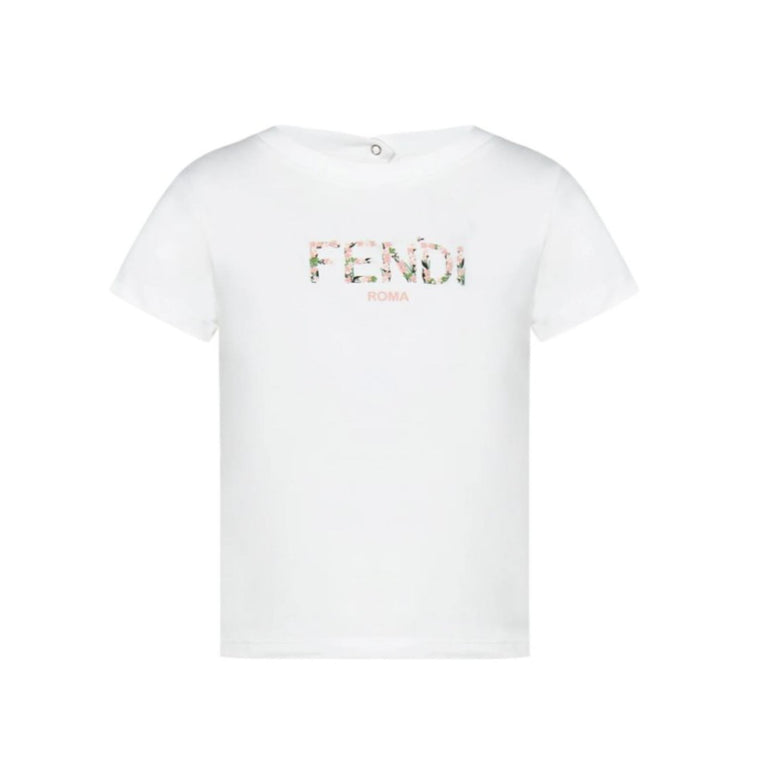 베이비 화이트 로고 프린트 티셔츠