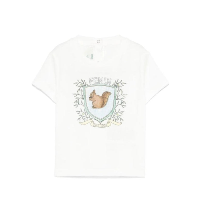 베이비 화이트 캐릭터 프린트 티셔츠