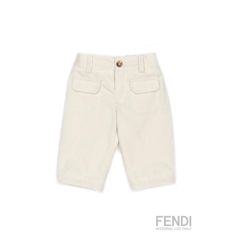 베이비 화이트 코듀로이 팬츠