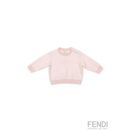 베이비 핑크 로고 자수 니트