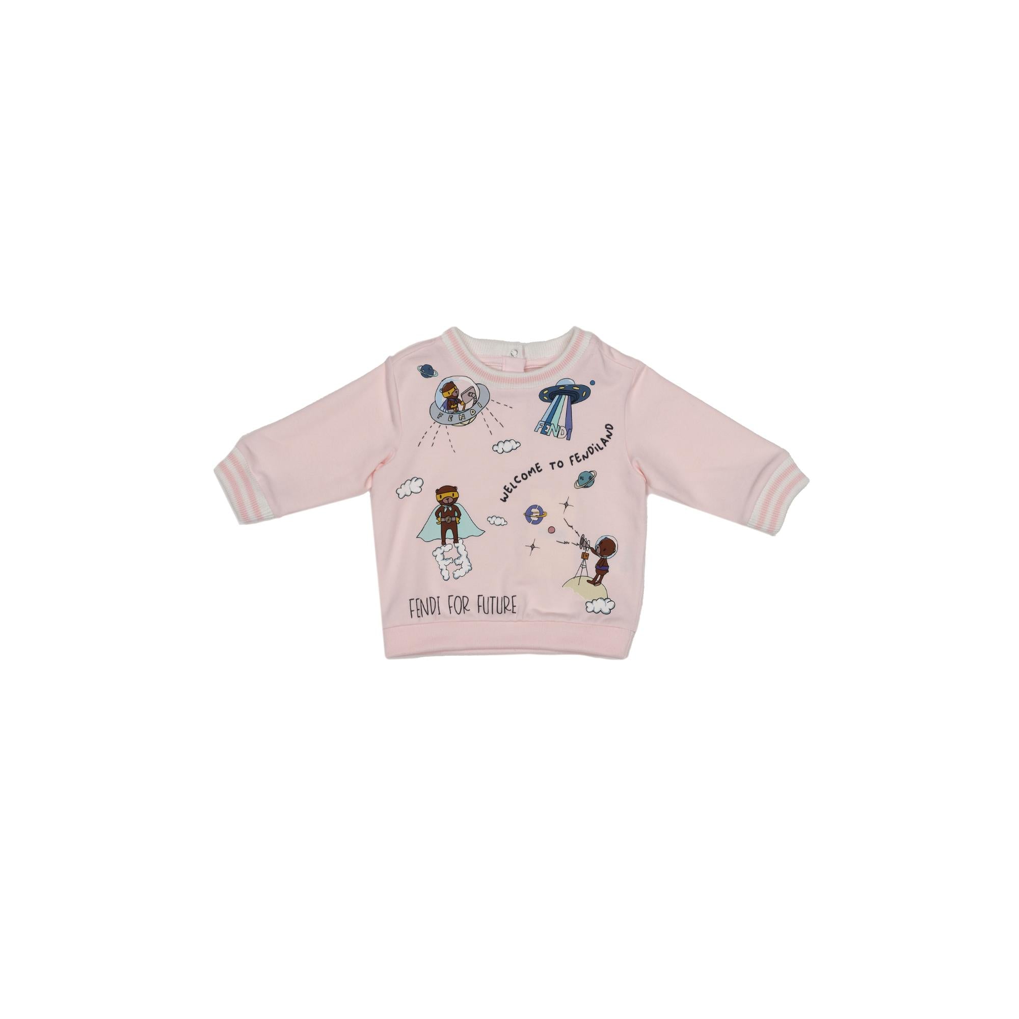 베이비 핑크 일러스트 프린트 스웻셔츠