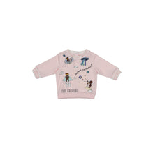 베이비 핑크 일러스트 프린트 스웻셔츠