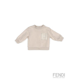 베이비 베이지 포켓 패치 스웻셔츠