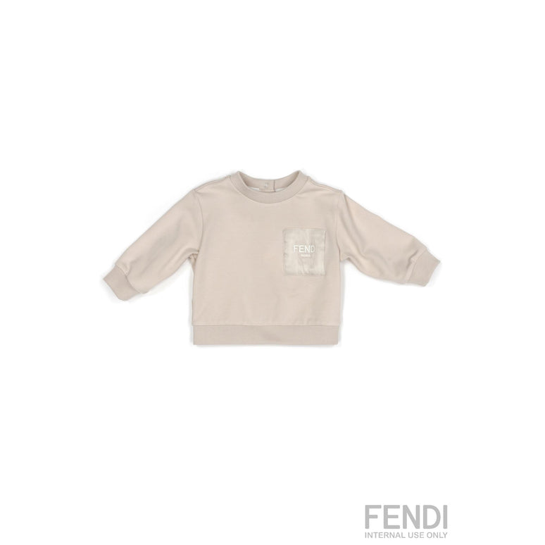 베이비 베이지 포켓 패치 스웻셔츠