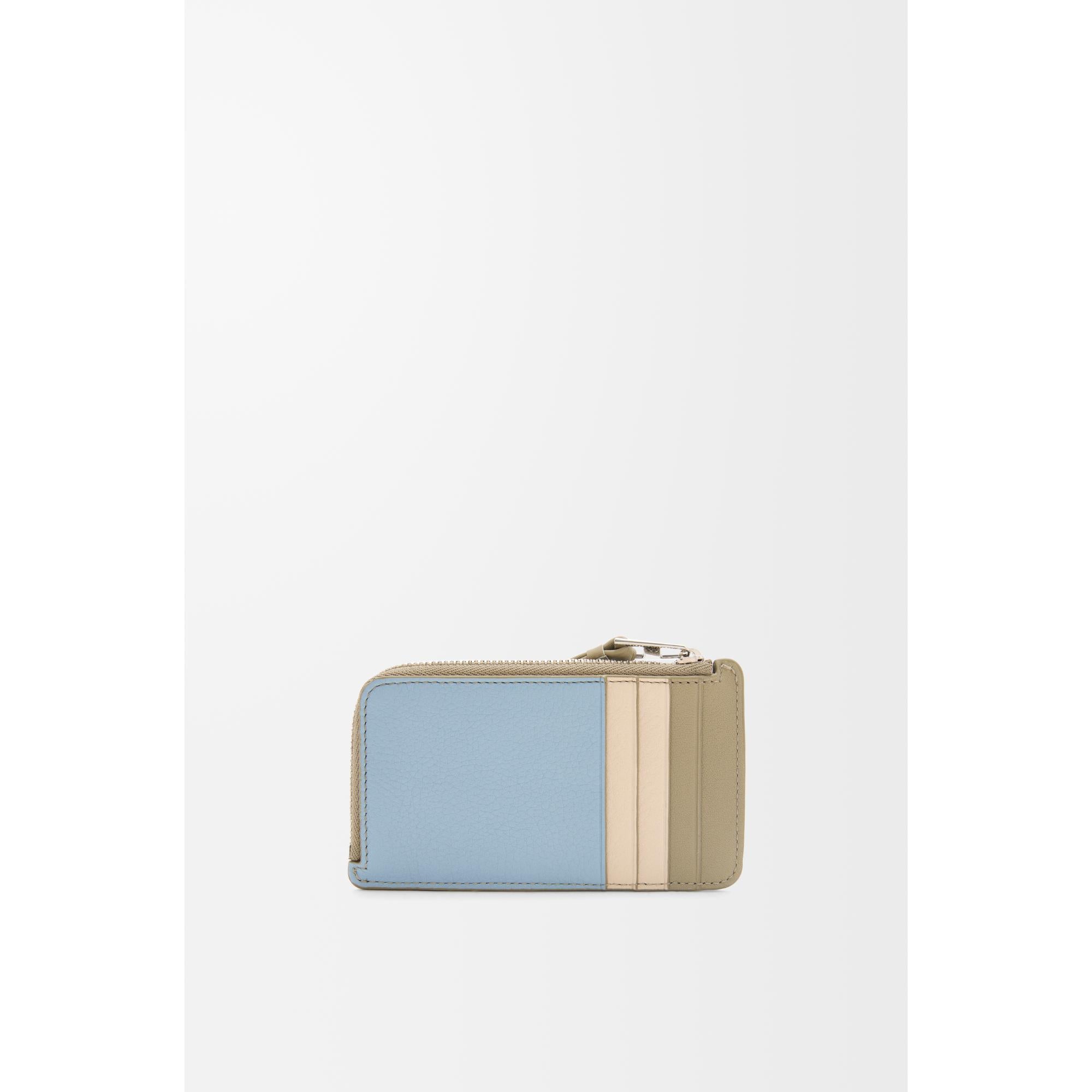 PUZZLE COIN CARDHOLDER_CLASSIC CALF_DUSTY BLUE/SAGE GREEN/ANGORA