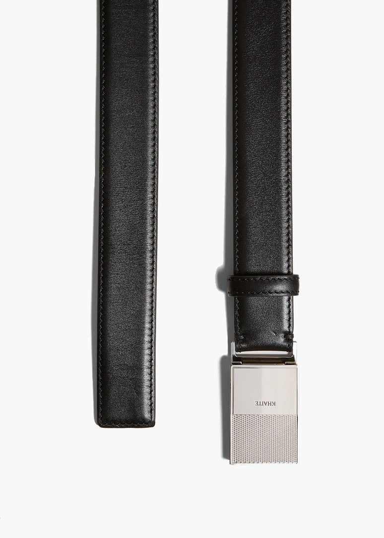엘리오 벨트 블랙 가죽 실버 장식