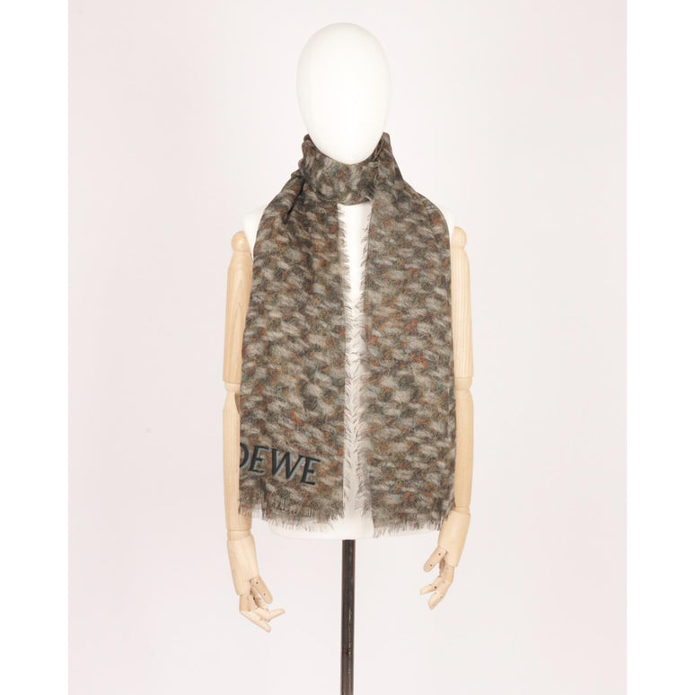 140X200 PATTERN SCARF_CASHMERE/SILK_BROWN MELANGE