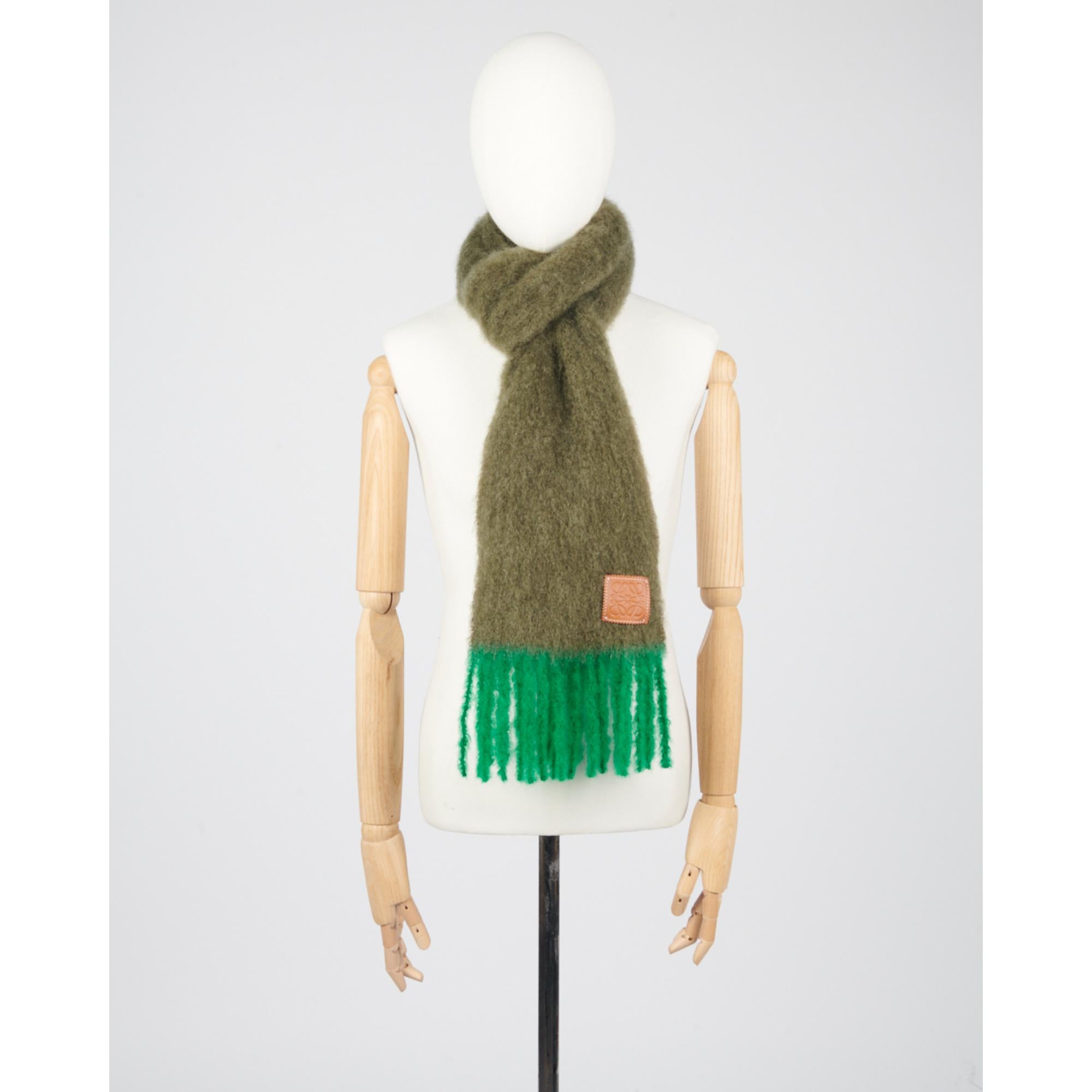 23X185 SCARF_MOHAIR/WOOL/POLYAMIDE_KHAKI GREEN/GREEN