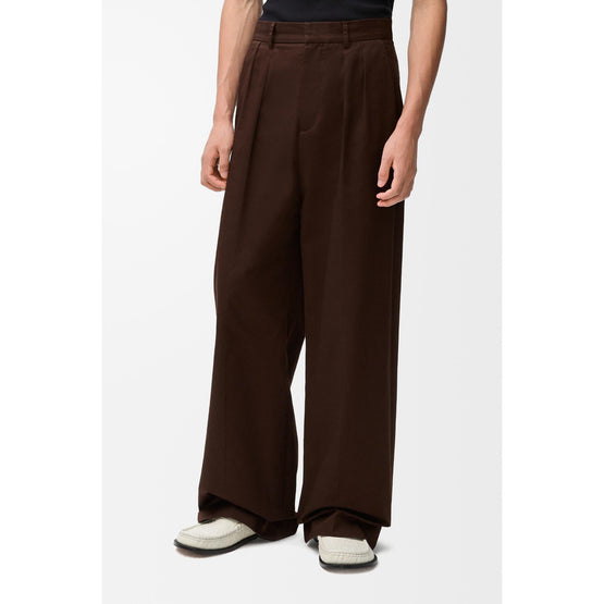 [STAFF ONLY] PLEATED TROUSERS_COTTON_CHOCOLATE BROWN