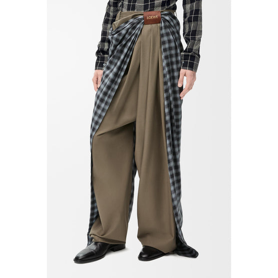 [STAFF ONLY] DRAPED TROUSERS_COTTON/WOOL_DARK GREEN/BLACK