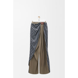 [STAFF ONLY] DRAPED TROUSERS_COTTON/WOOL_DARK GREEN/BLACK