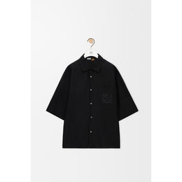 SHORT SLEEVE SHIRT_VISCOSE/LINEN_BLACK
