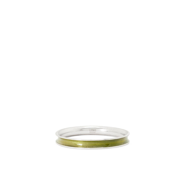 GUILLOCHE WAVE BANGLE_STERLING SILVER/ENAMEL_GREEN