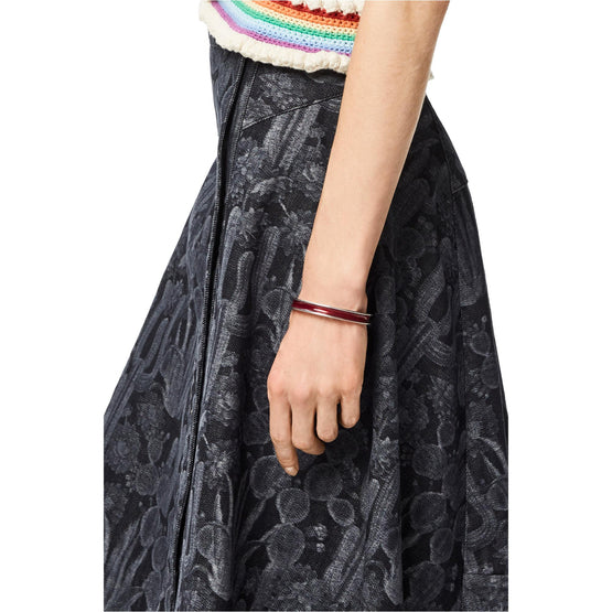 GUILLOCHE WAVE BANGLE_STERLING SILVER/ENAMEL_FUCHSIA