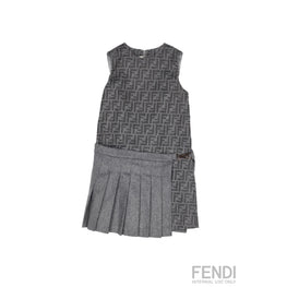 그레이 플리츠 스커트 드레스