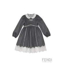 그레이 펜디 로고 자수 드레스