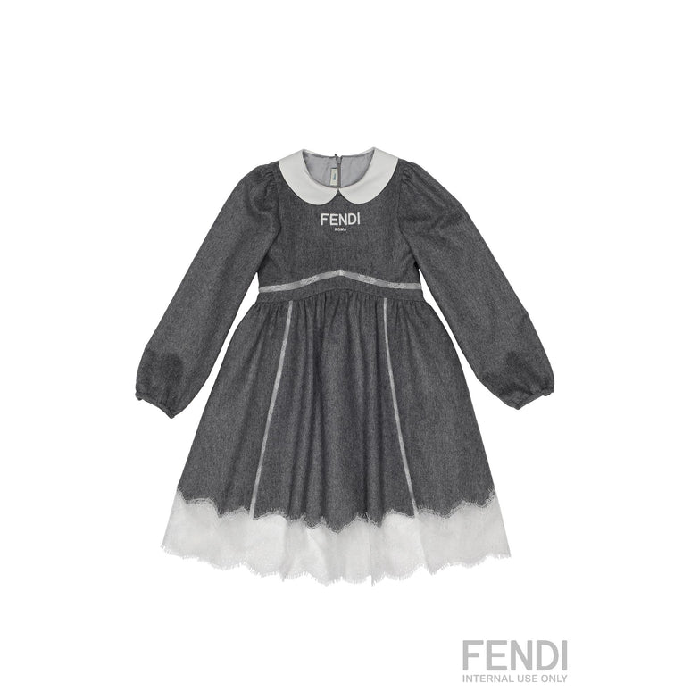 그레이 펜디 로고 자수 드레스