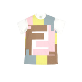 화이트 FF 패턴 코튼 드레스