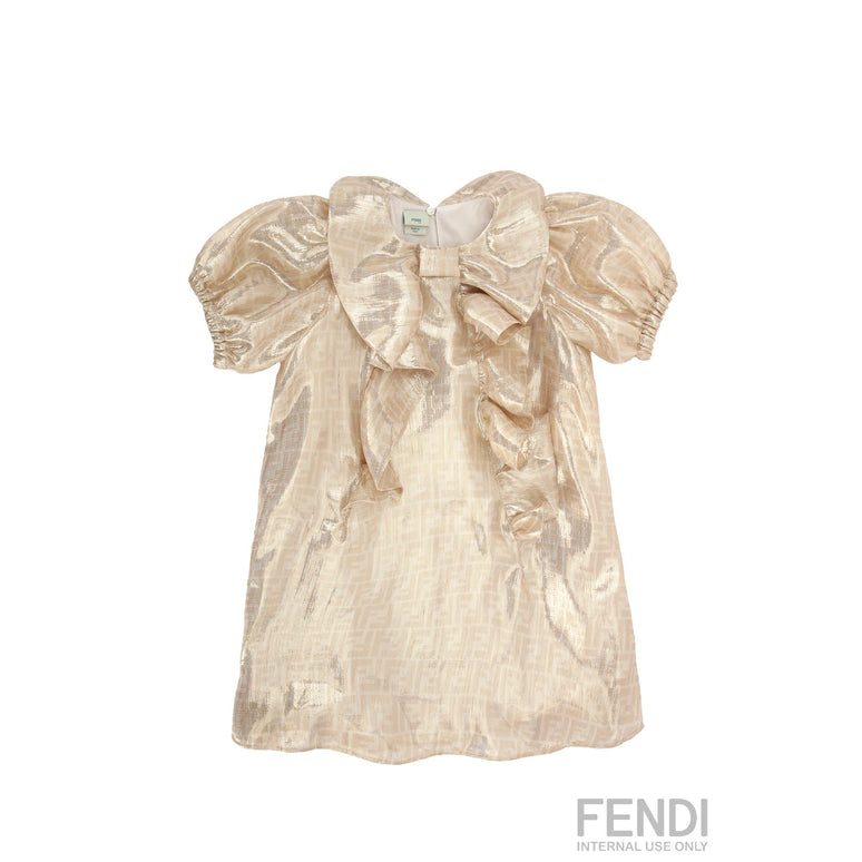 베이지 FF 로고 리본 드레스