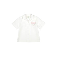 화이트 로고 자수 코튼 셔츠