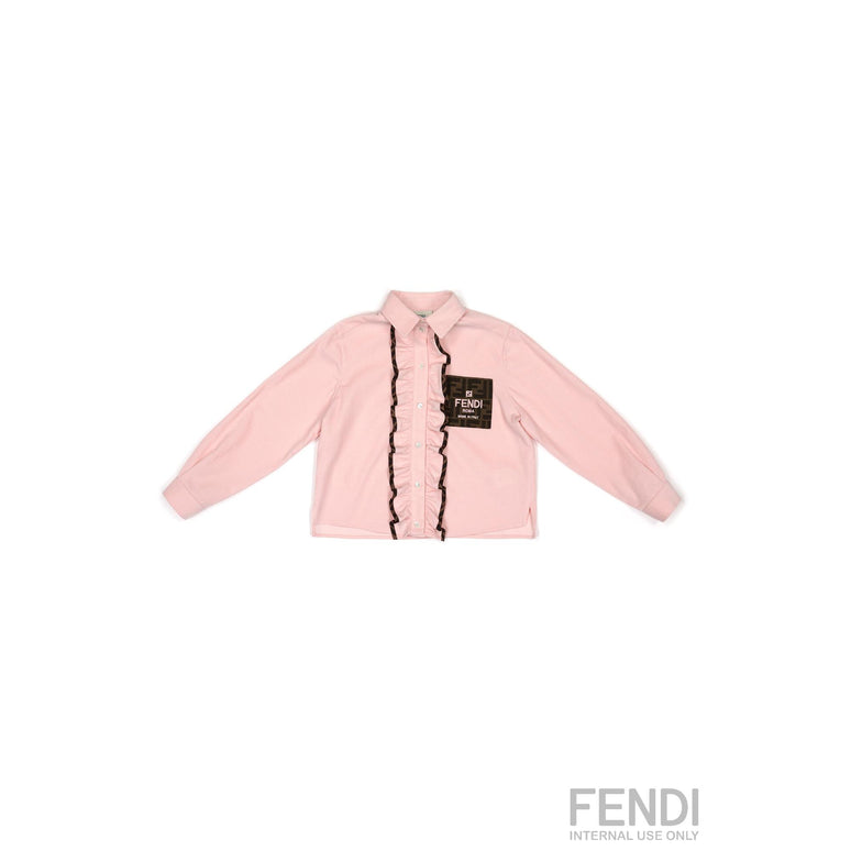 핑크 프릴 디테일 셔츠