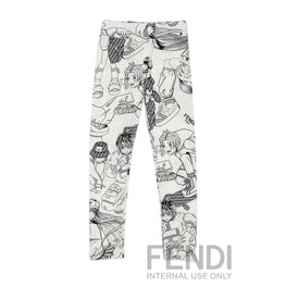 화이트 캐릭터 프린트 팬츠